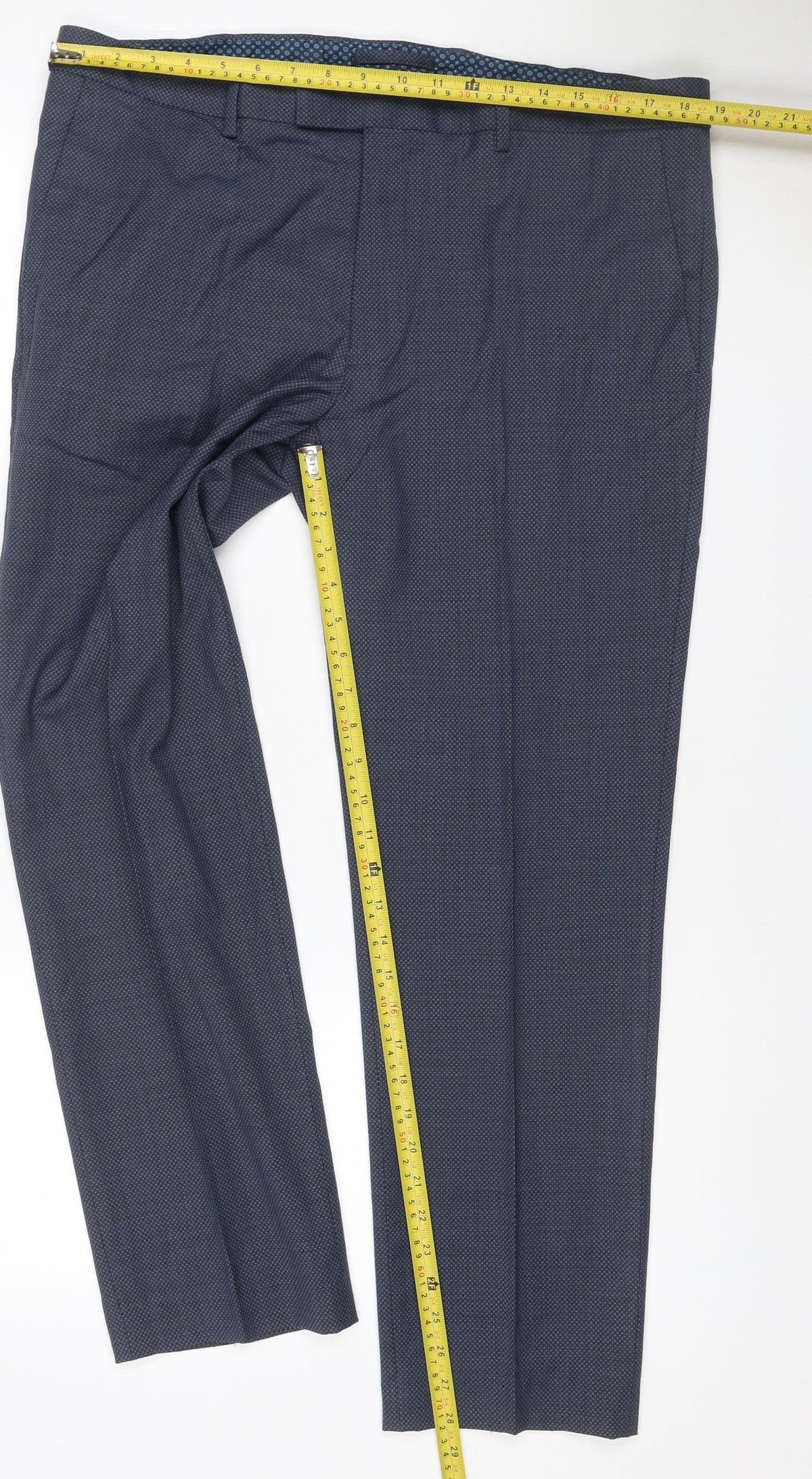 Marks & Spencer Men's Blue 38W 31L Tailored Fit Wool Dress Trousers