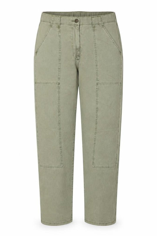 Marks and Spencer Women Green UK 18 Long Straight Cotton Rich Cargo Trousers
