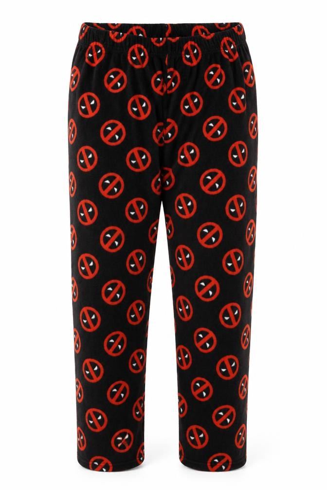 Marvel Men Black XL Deadpool Fleece Pyjama Pants Superhero