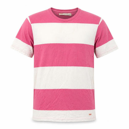 Levi's Mens Pink White Striped Slim Fit Cotton T-Shirt M
