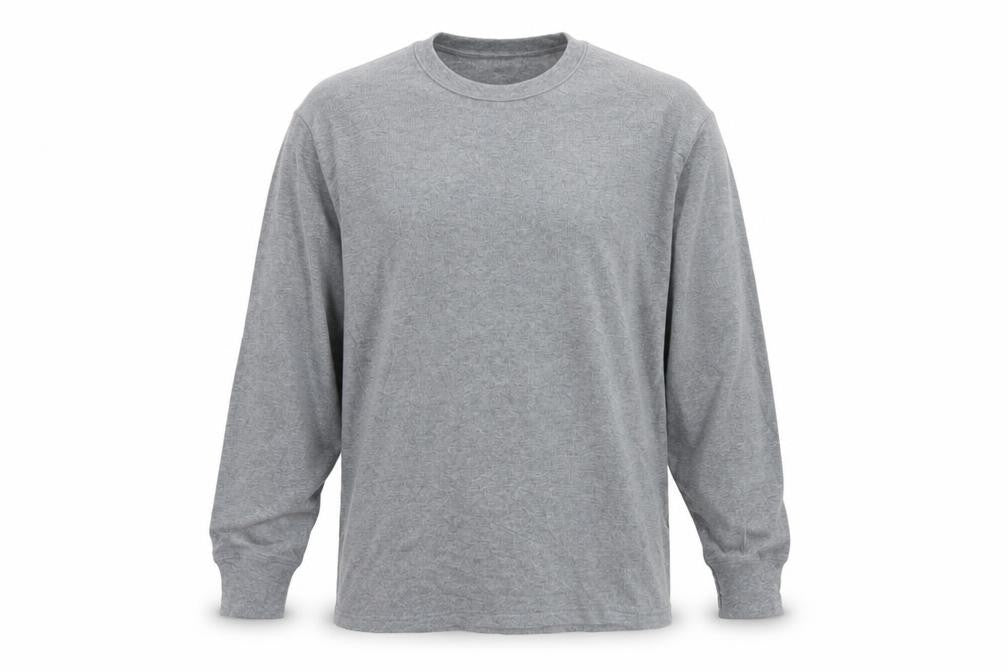 Marks & Spencer Men Grey L Long Sleeve Crew Neck Cotton Blend Top