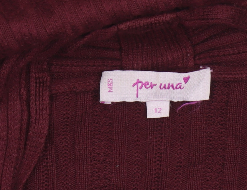 Marks & Spencer Per Una Women Red Size 12 Open Knit Cardigan