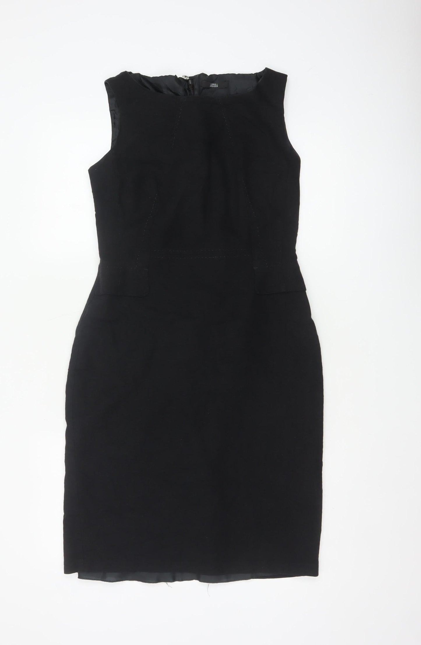Marks & Spencer Per Una Women Black UK 12 Sleeveless Pencil Midi Dress