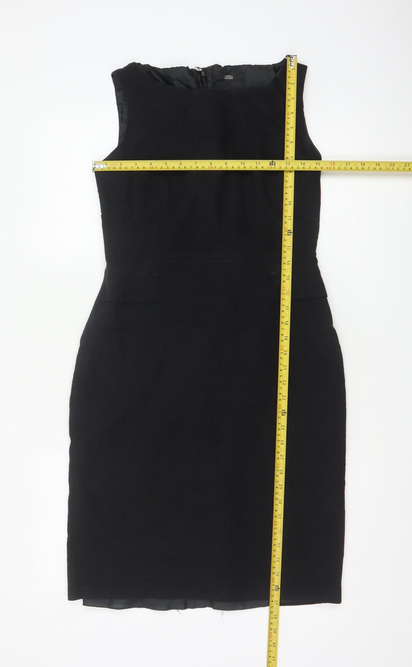 Marks & Spencer Per Una Women Black UK 12 Sleeveless Pencil Midi Dress
