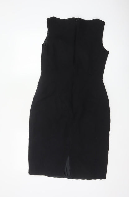 Marks & Spencer Per Una Women Black UK 12 Sleeveless Pencil Midi Dress