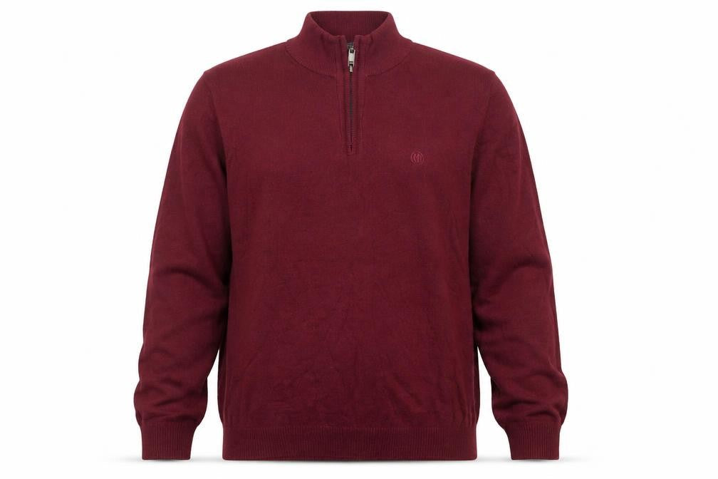 Fat Face Men’s Red M Quarter Zip Cotton Wool High Neck Jumper