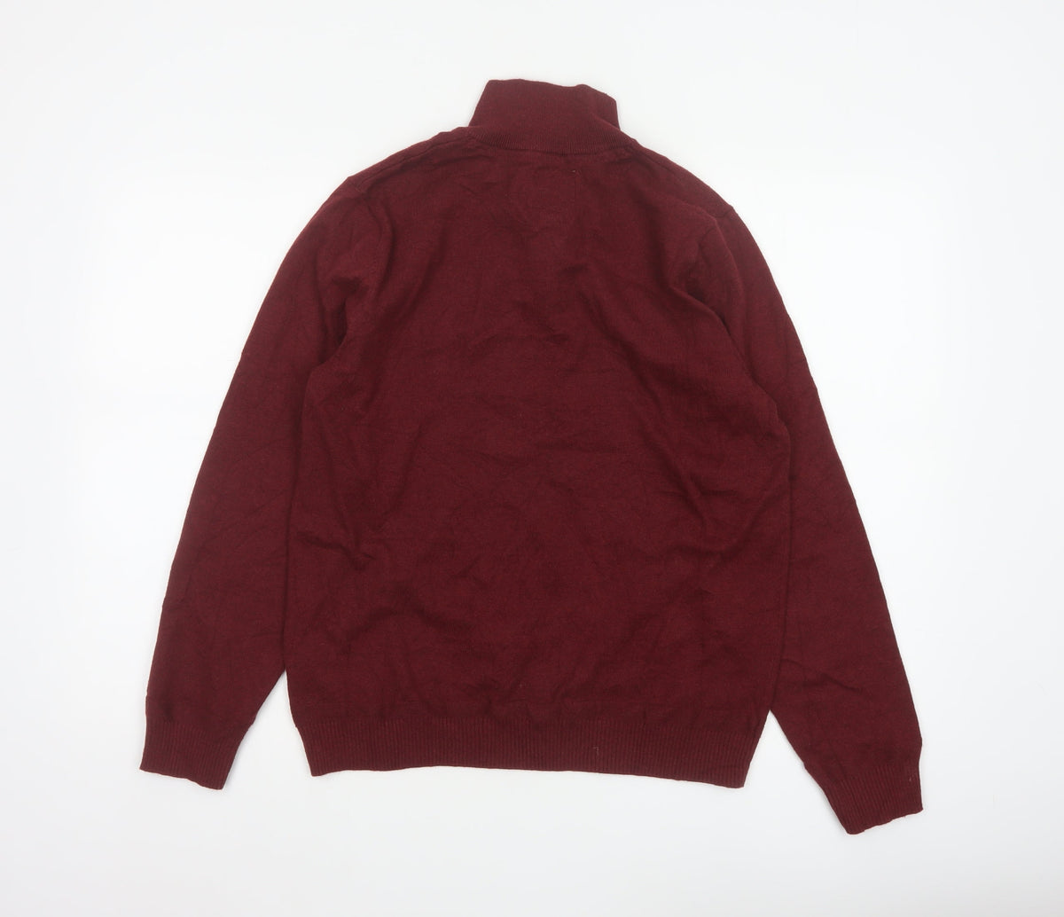 Fat Face Men’s Red M Quarter Zip Cotton Wool High Neck Jumper