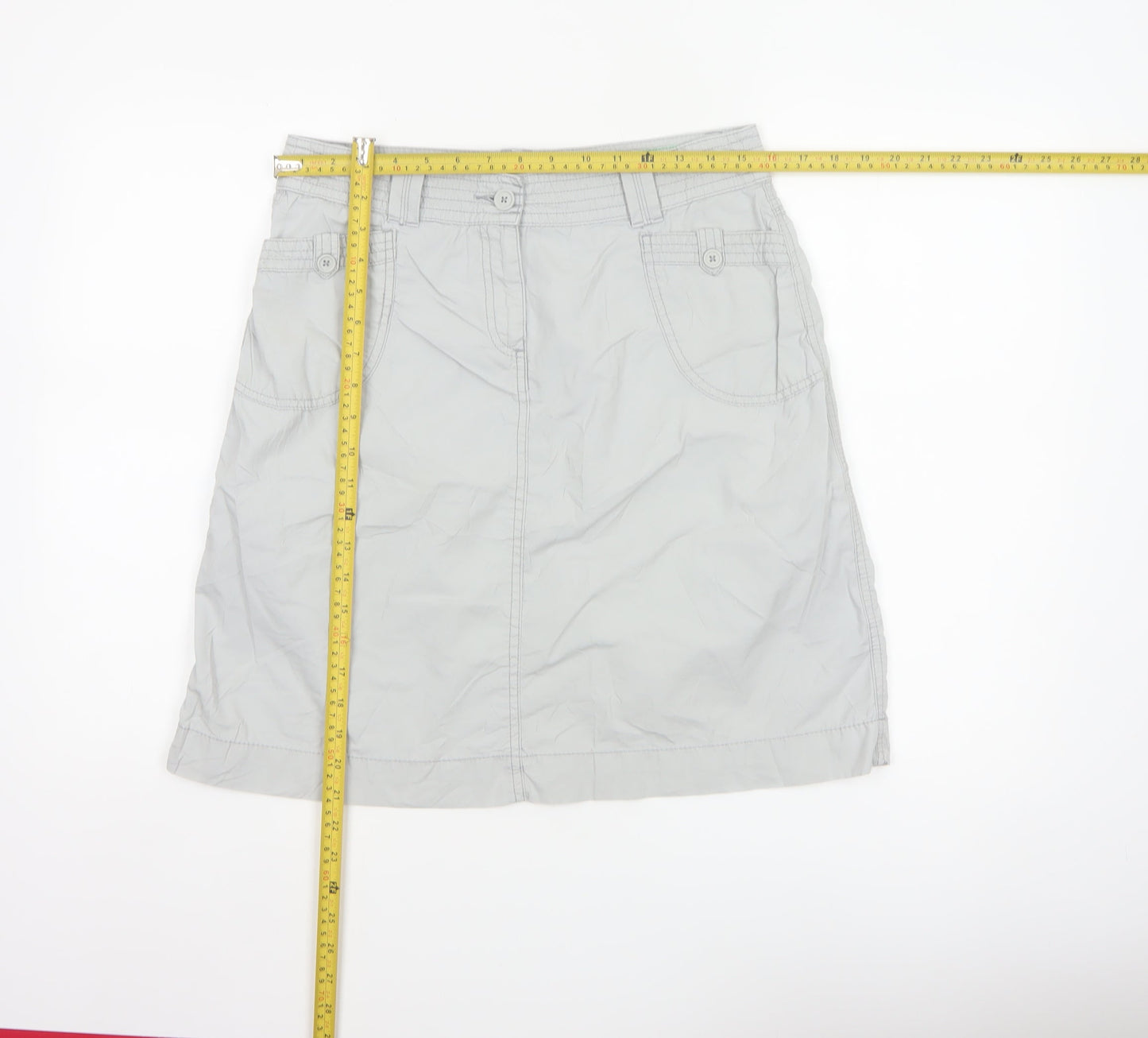 Marks & Spencer Women's Grey UK 12 Straight Knee Length Cotton Skirt