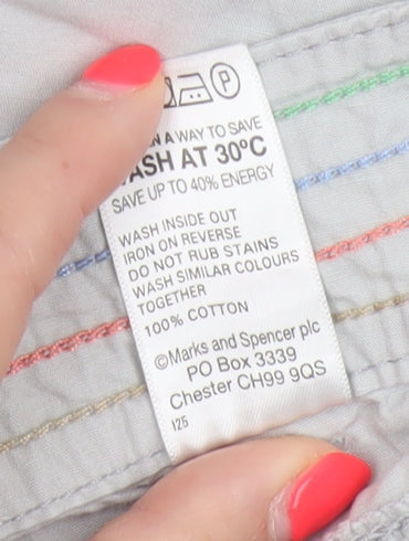 Marks & Spencer Women's Grey UK 12 Straight Knee Length Cotton Skirt