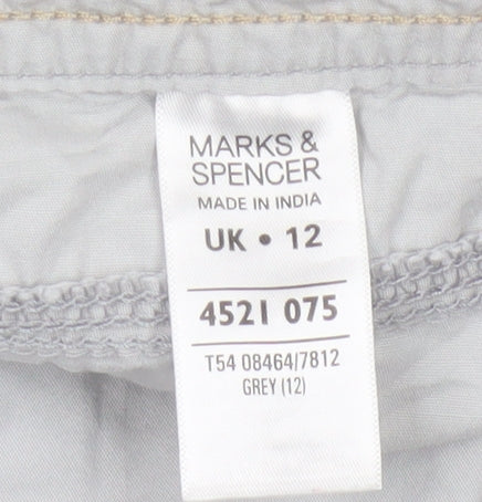 Marks & Spencer Women's Grey UK 12 Straight Knee Length Cotton Skirt