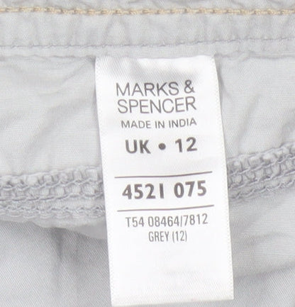 Marks & Spencer Women's Grey UK 12 Straight Knee Length Cotton Skirt