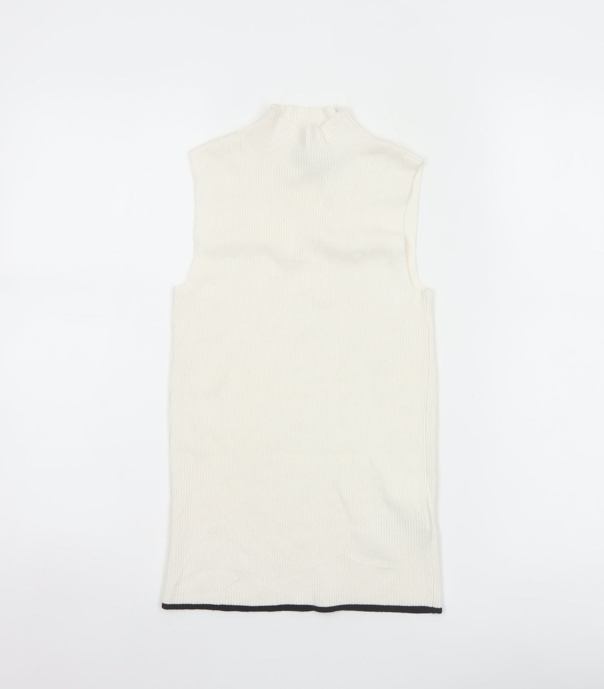 Marks & Spencer Women Ivory UK 6 Ribbed Mock Neck Knit Tank