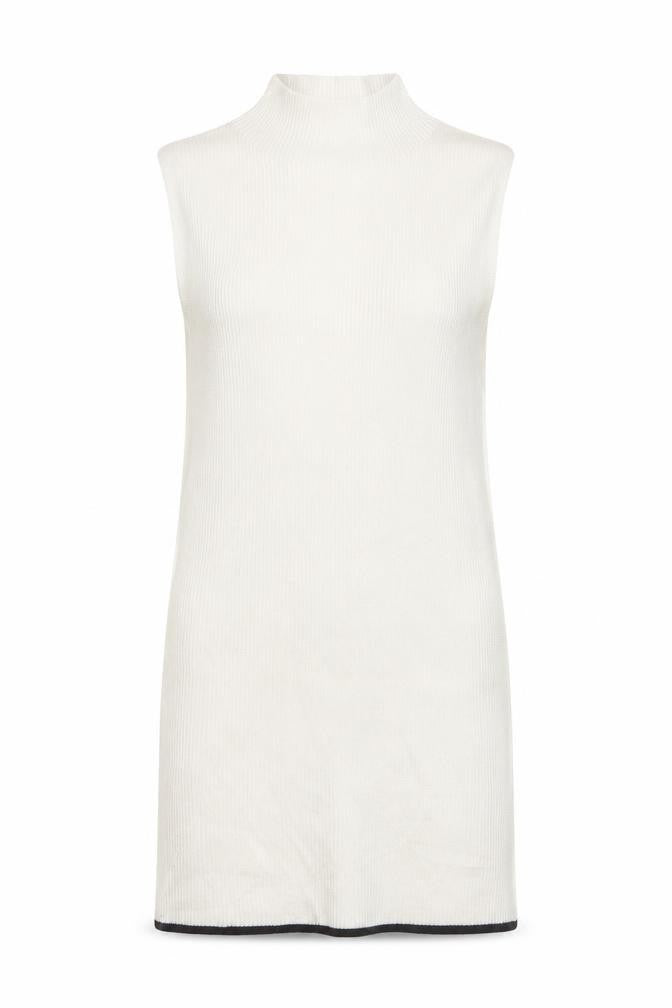 Marks & Spencer Women Ivory UK 6 Ribbed Mock Neck Knit Tank