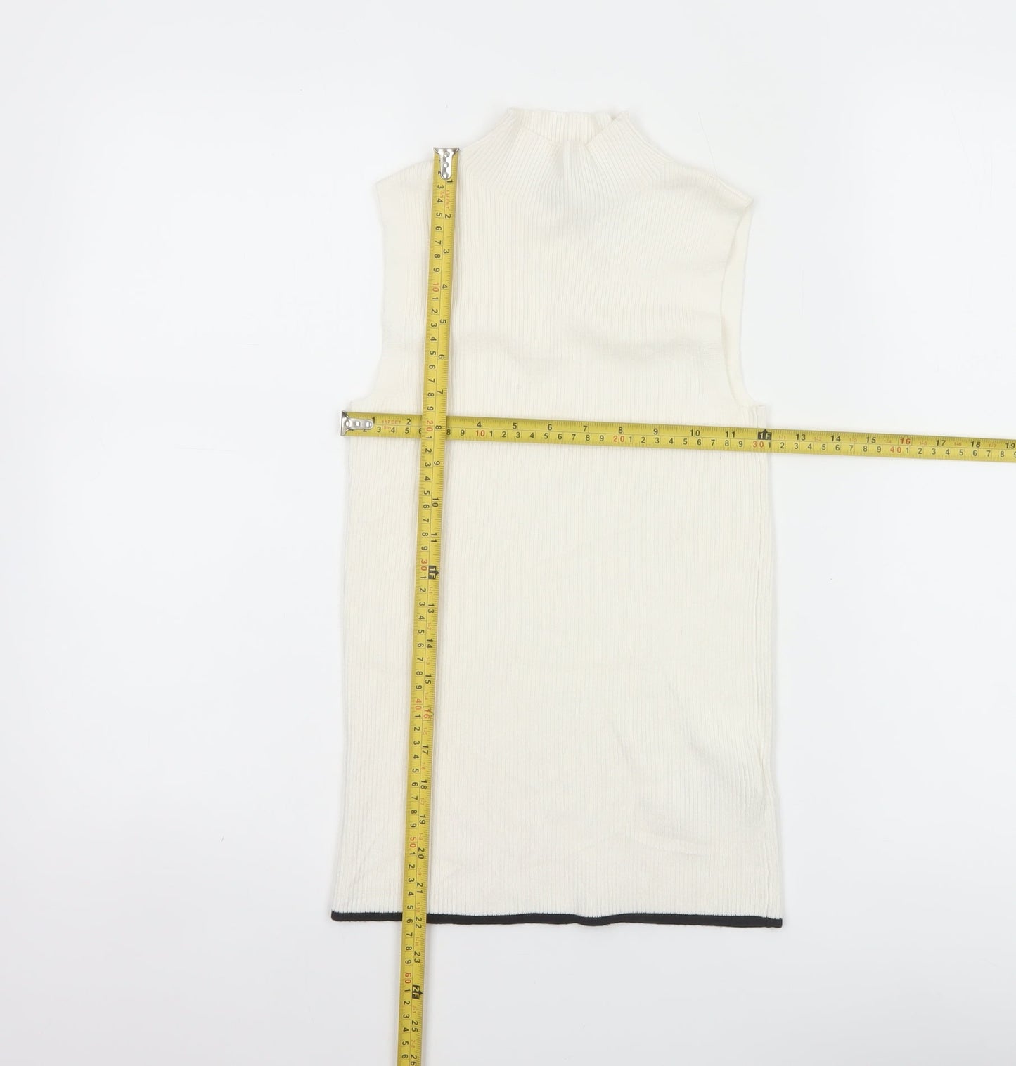 Marks & Spencer Women Ivory UK 6 Ribbed Mock Neck Knit Tank