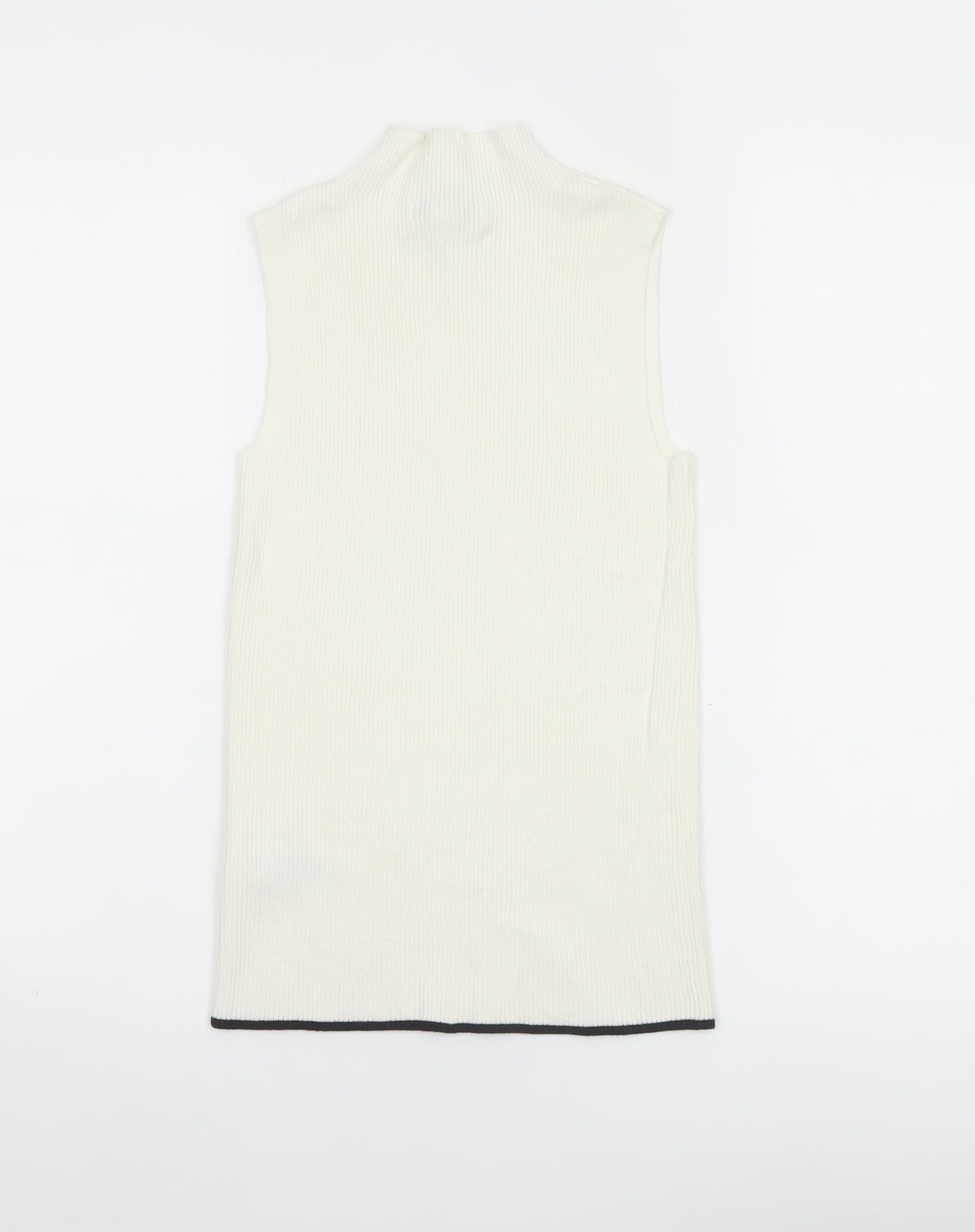 Marks & Spencer Women Ivory UK 6 Ribbed Mock Neck Knit Tank