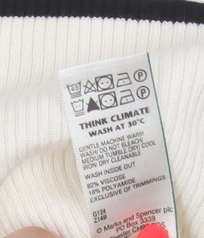 Marks & Spencer Women Ivory UK 6 Ribbed Mock Neck Knit Tank
