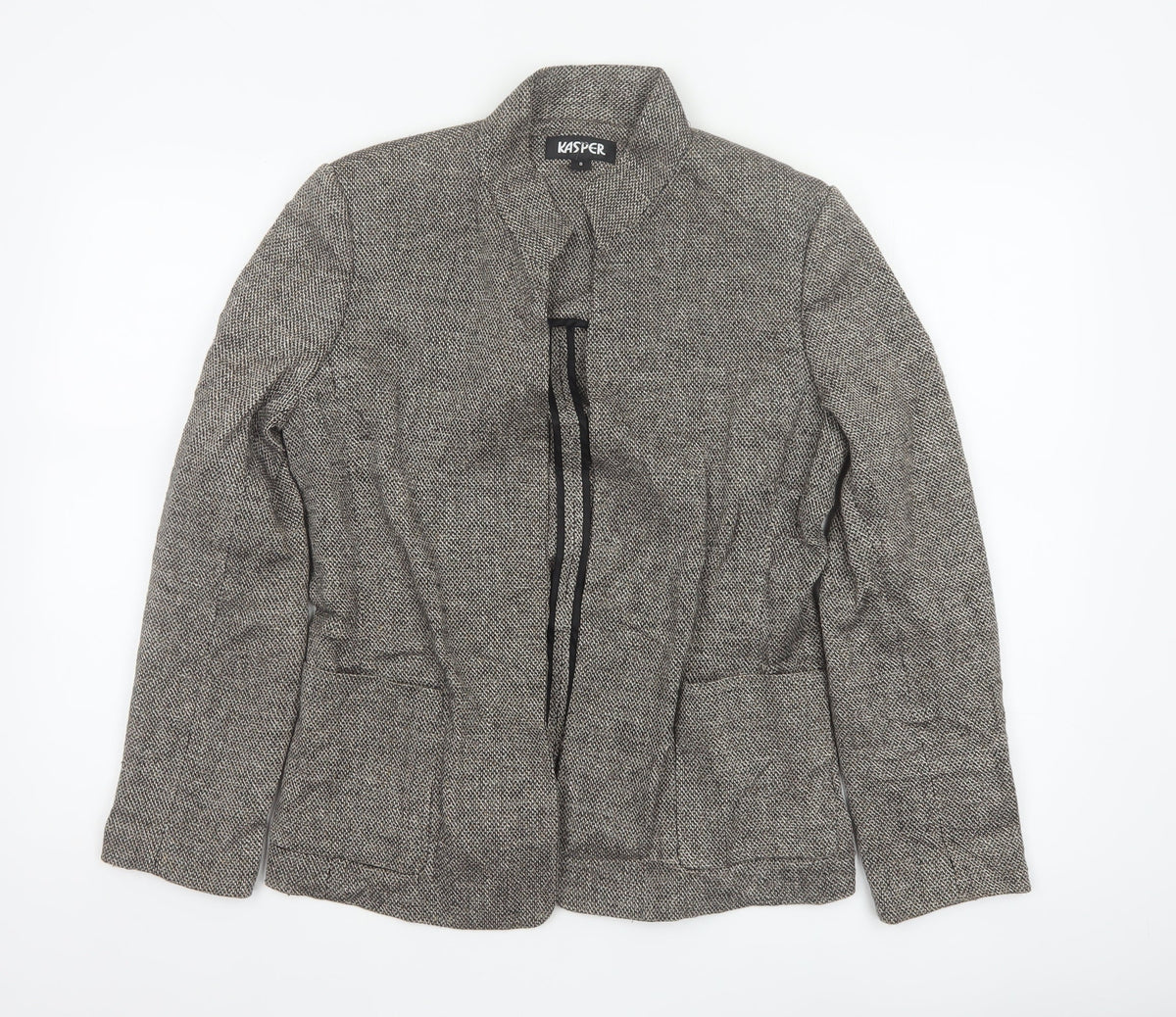 Kasper Women’s Grey Linen Blend Open Front Tweed Jacket Size 8