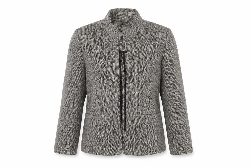 Kasper Women’s Grey Linen Blend Open Front Tweed Jacket Size 8