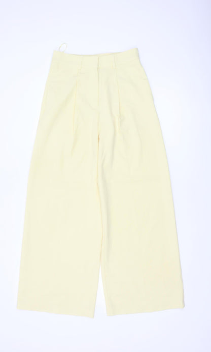 Marks & Spencer Women Yellow Size 6 Wide Leg Pleated Trousers