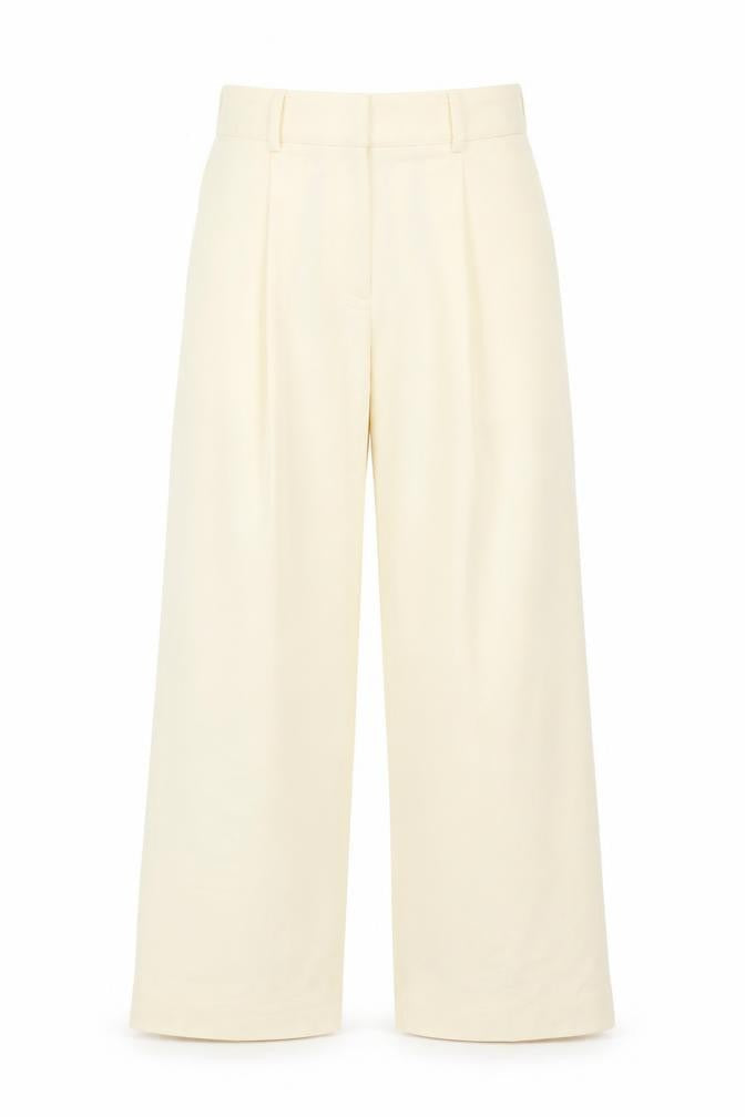 Marks & Spencer Women Yellow Size 6 Wide Leg Pleated Trousers