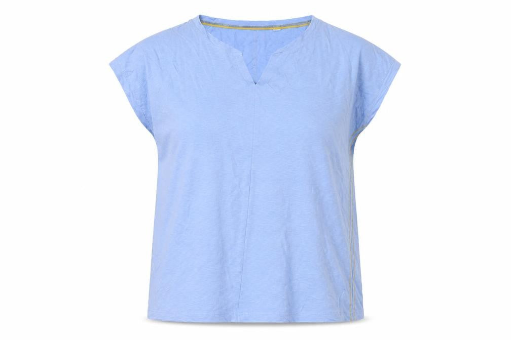 White Stuff Women Blue UK 18 Cotton V-Neck Short Sleeve T-Shirt