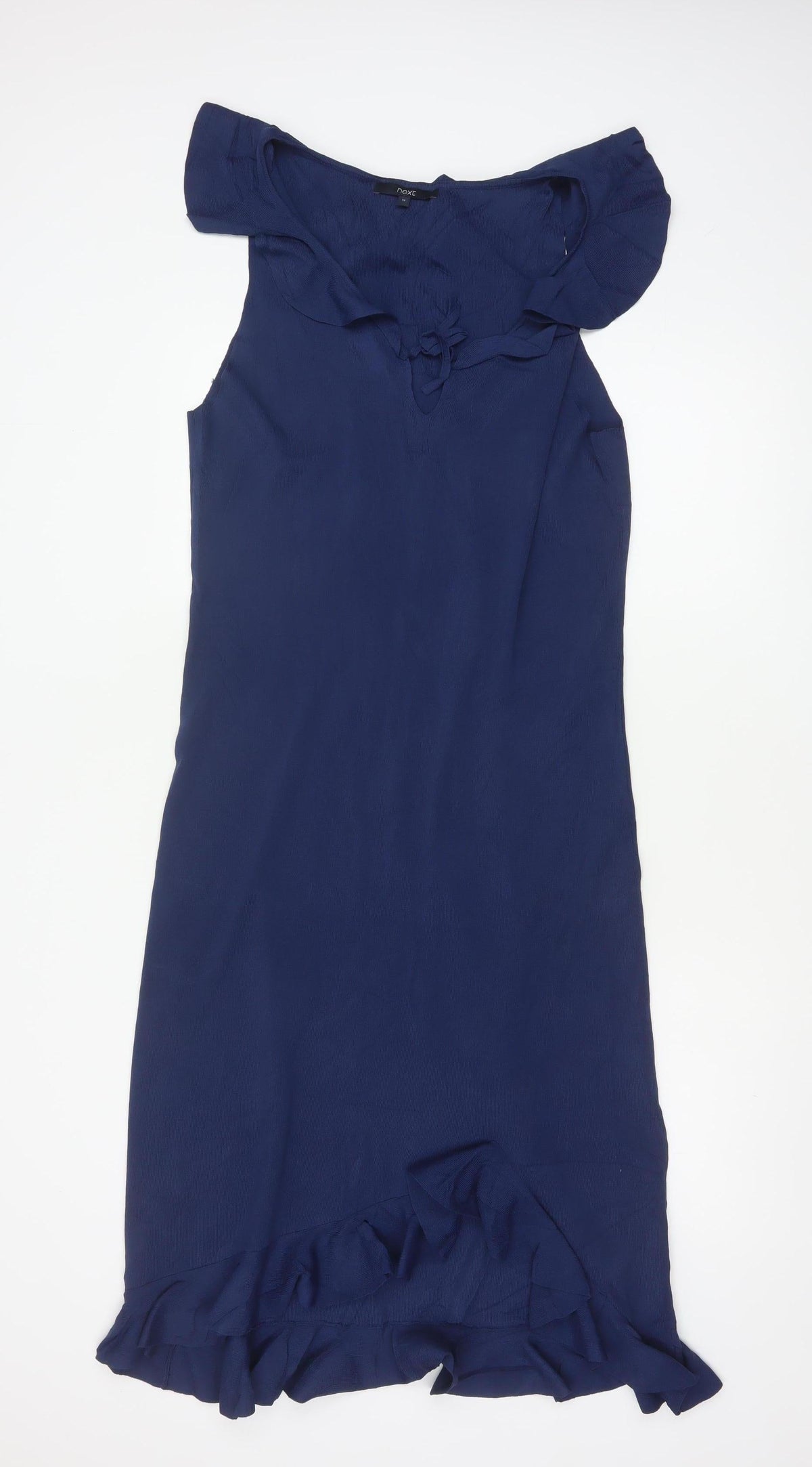 Next Women’s Blue UK 18 Long Sheath Dress Ruffle Flutter Sleeve