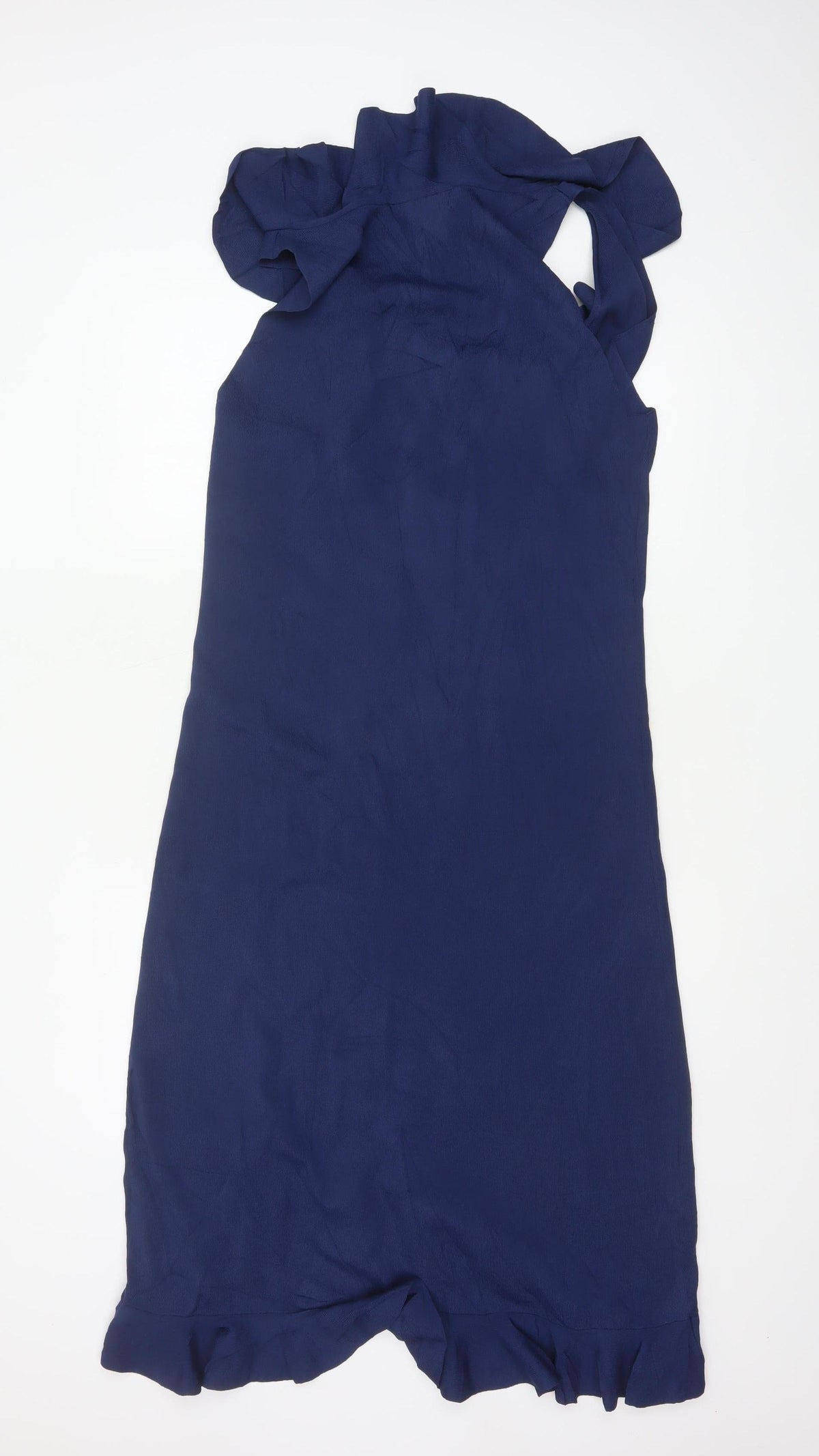Next Women’s Blue UK 18 Long Sheath Dress Ruffle Flutter Sleeve