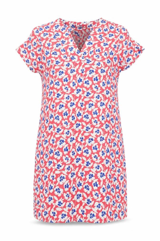 Marks & Spencer Women Red Floral Shift Dress UK 14 Short Sleeve