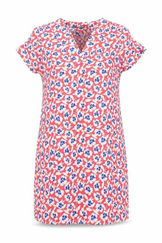 Marks & Spencer Women Red Floral Shift Dress UK 14 Short Sleeve