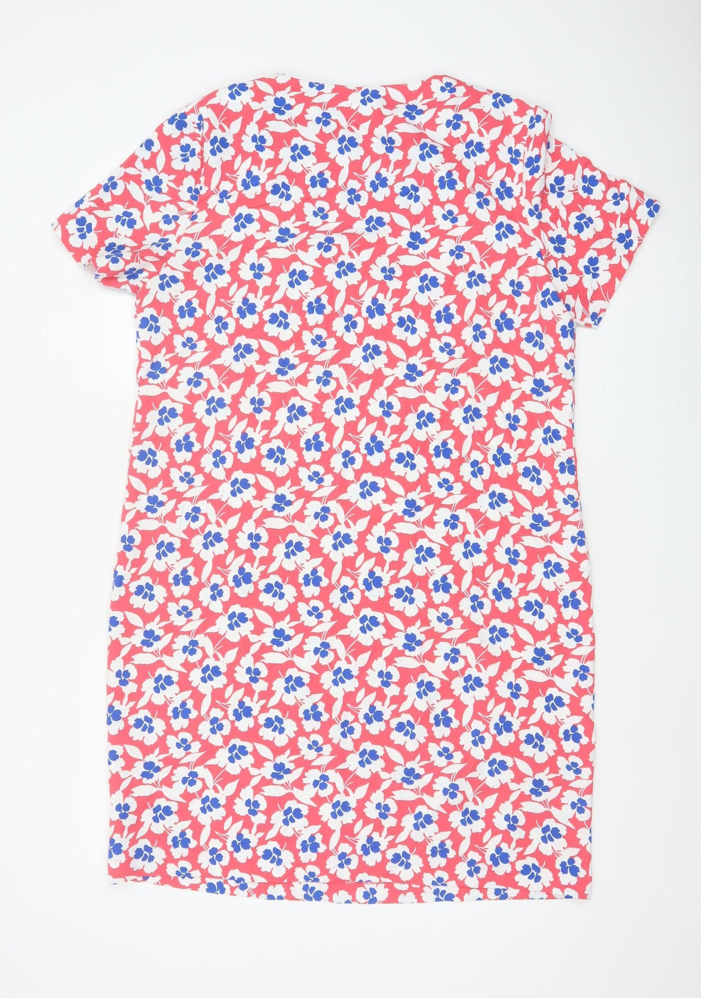 Marks & Spencer Women Red Floral Shift Dress UK 14 Short Sleeve