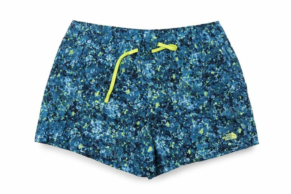 The North Face Women's Blue XL Printed Running Shorts Drawstring Pockets