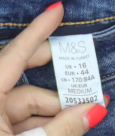 Marks & Spencer Autograph Women’s Blue UK 16 Mid Rise Skinny Stretch Jeans