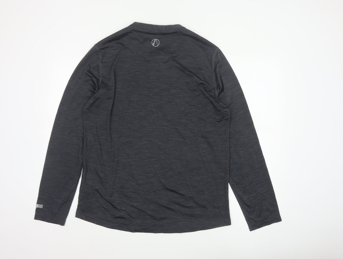 Marks & Spencer Men Grey XL Active Long Sleeve Henley T-Shirt