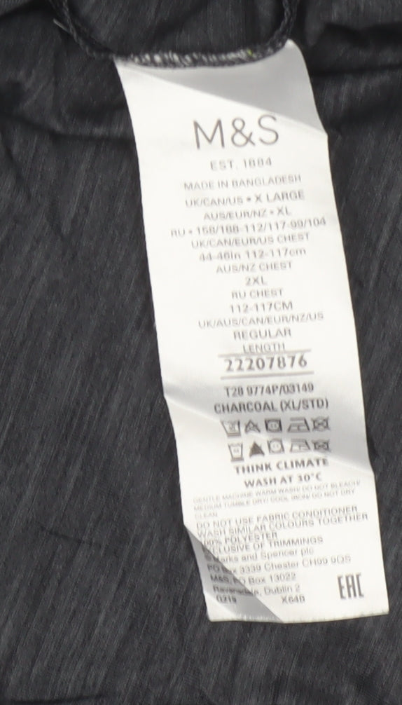 Marks & Spencer Men Grey XL Active Long Sleeve Henley T-Shirt