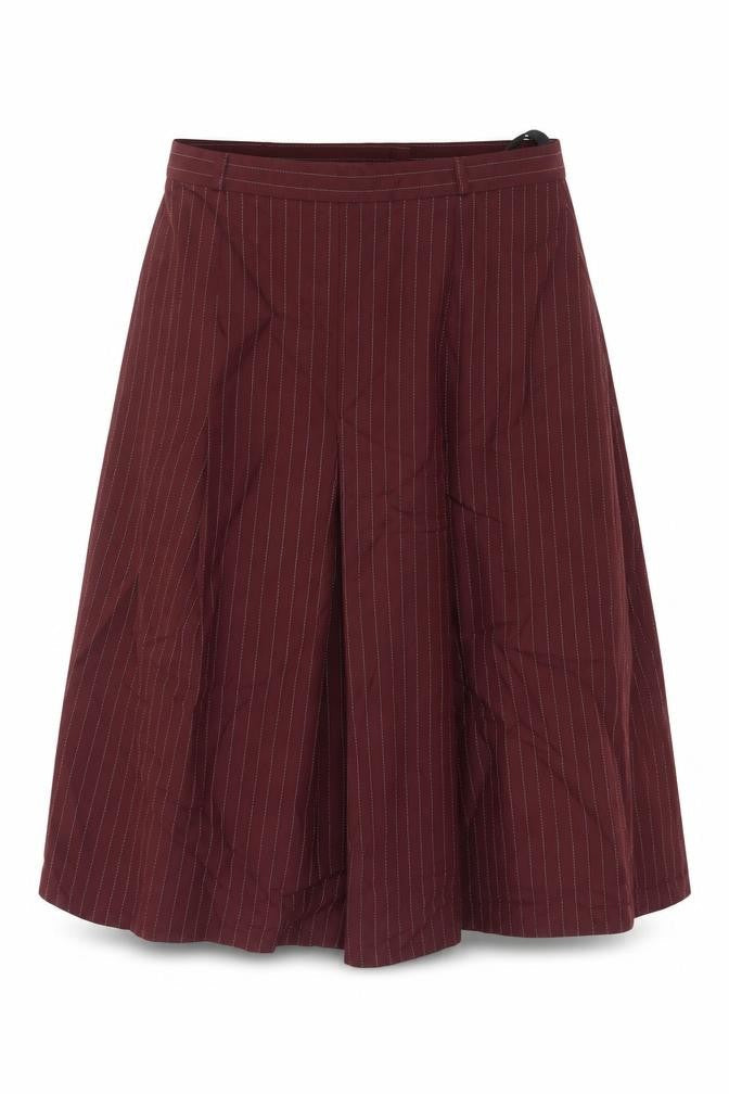 St Michael Women Red UK 14 Flared Pinstripe Midi Skort