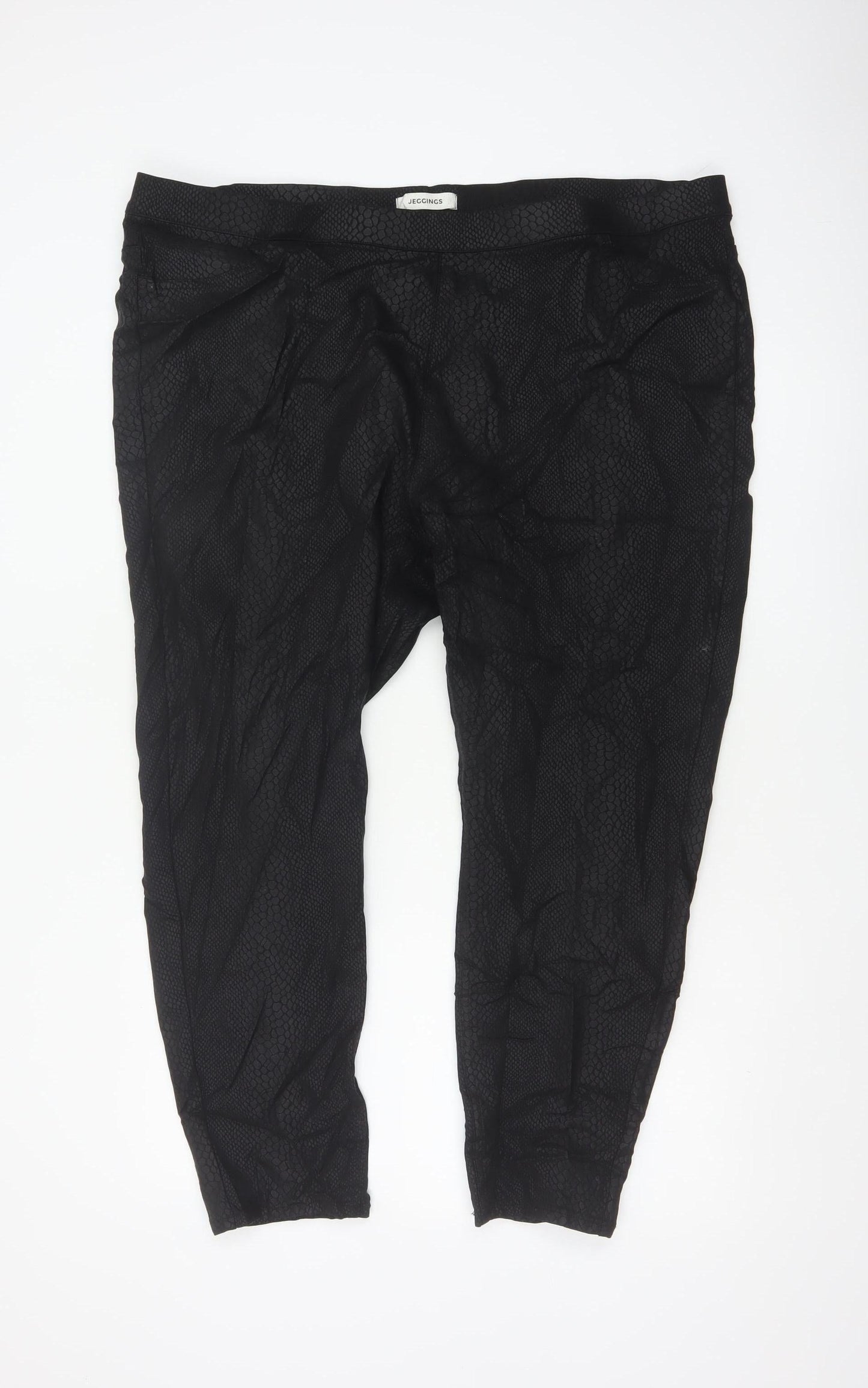 Marks & Spencer Women Black Snake Print Jeggings UK 24 Short Stretch Slim