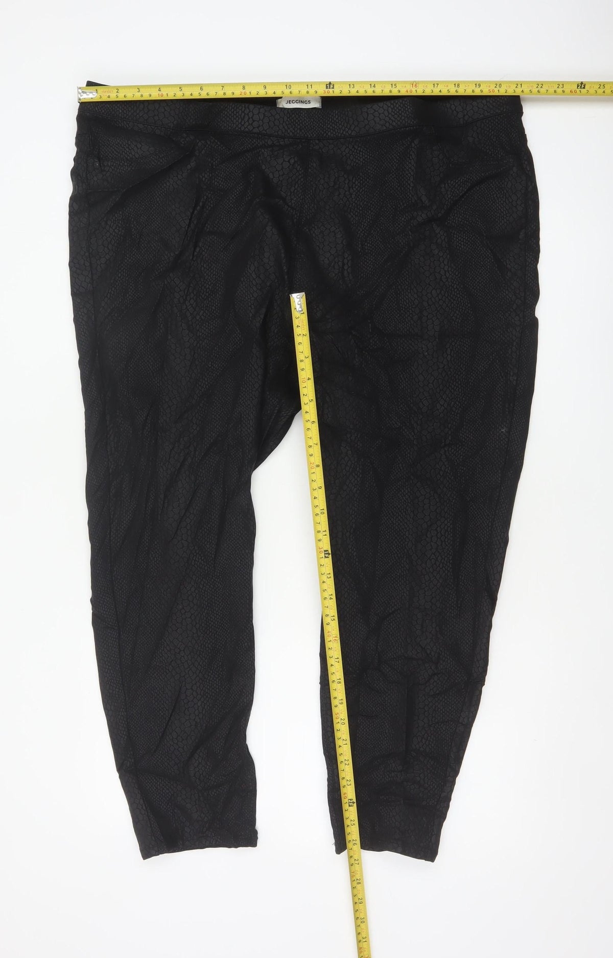 Marks & Spencer Women Black Snake Print Jeggings UK 24 Short Stretch Slim