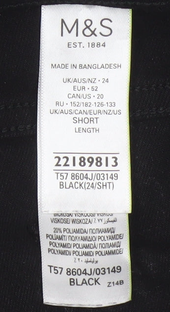 Marks & Spencer Women Black Snake Print Jeggings UK 24 Short Stretch Slim
