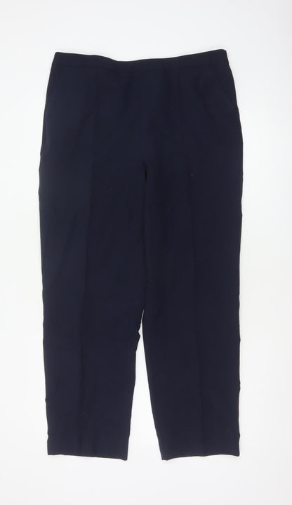 Additional front view of Izle Women’s Navy Blue UK 14 Straight Leg Dress Trousers Elastic Waist