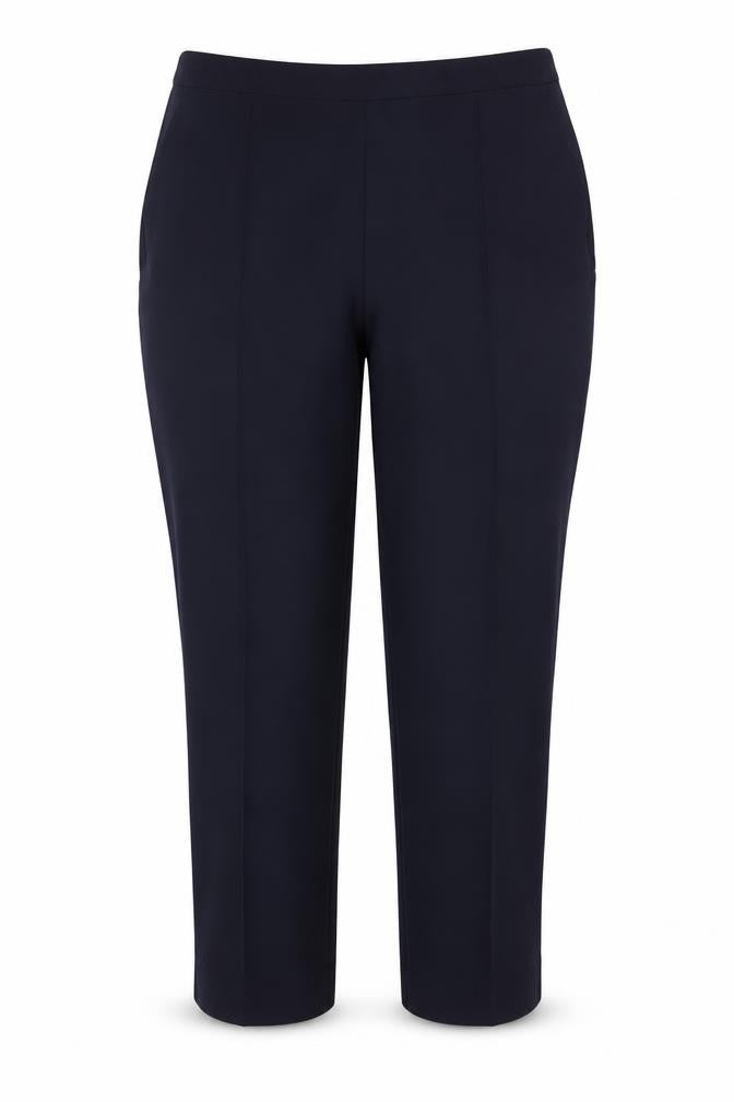 Izle Women’s Navy Blue UK 14 Straight Leg Dress Trousers Elastic Waist