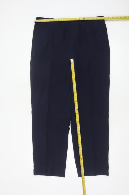Back view of Izle Women’s Navy Blue UK 14 Straight Leg Dress Trousers Elastic Waist