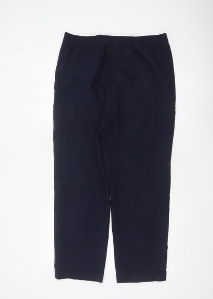 Close-up detail of Izle Women’s Navy Blue UK 14 Straight Leg Dress Trousers Elastic Waist