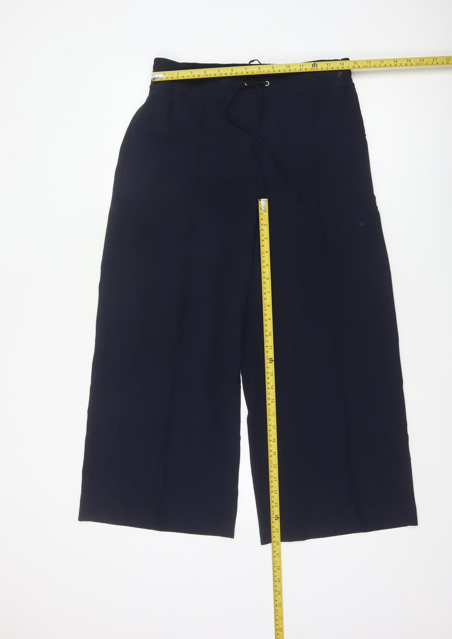 Marks & Spencer Women’s Navy Blue UK 12 Wide-Leg Drawstring Trousers