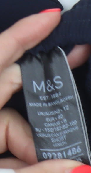 Marks & Spencer Women’s Navy Blue UK 12 Wide-Leg Drawstring Trousers