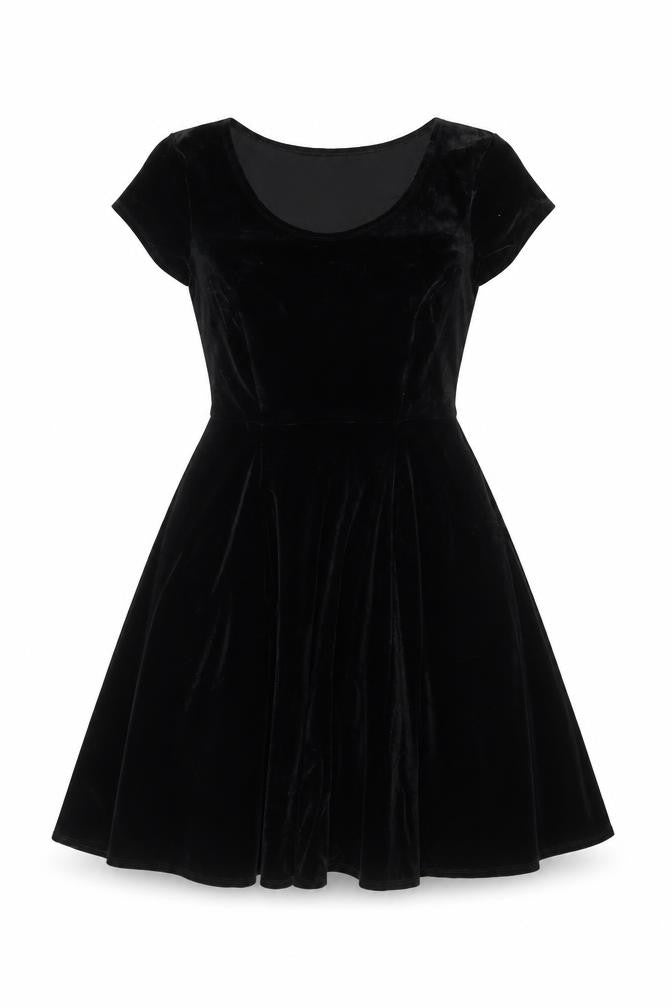 M&Co Women Black UK 14 Velvet Fit & Flare Knee Length Party Dress
