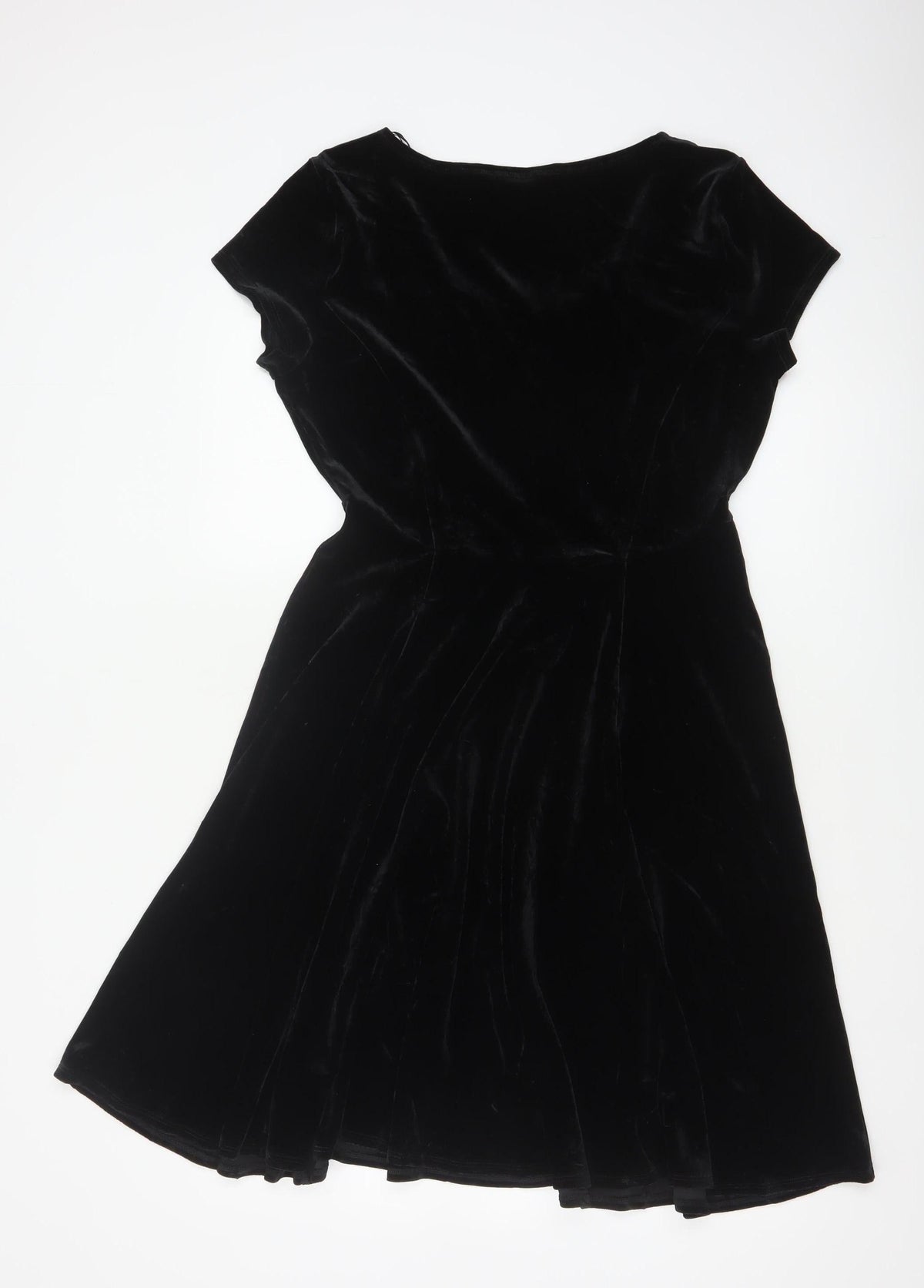 M&Co Women Black UK 14 Velvet Fit & Flare Knee Length Party Dress