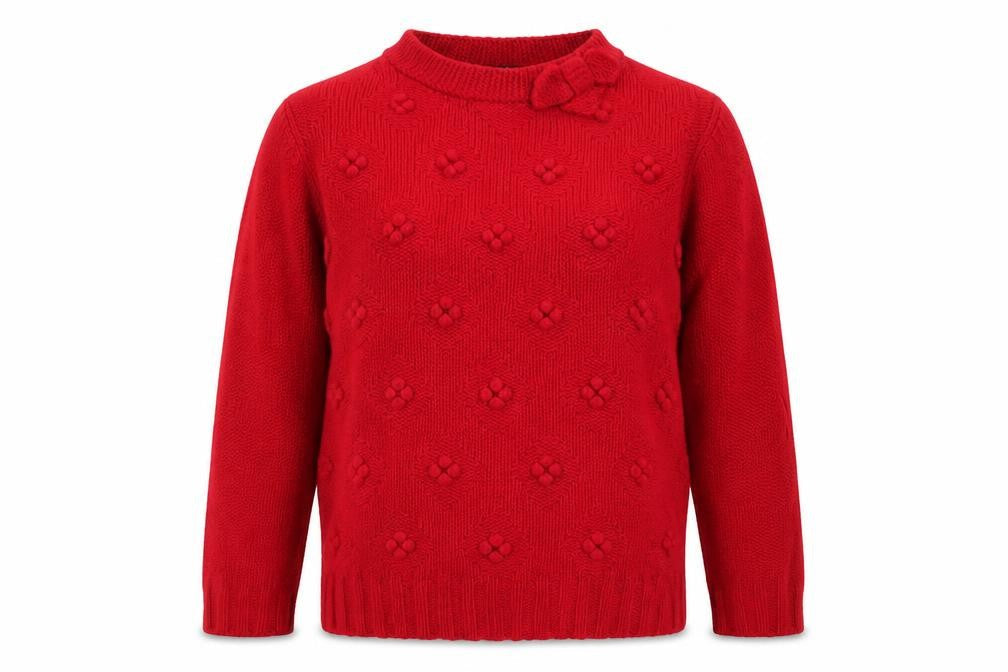 Hobbs Women’s Red Size 10 Cable Knit Bow High Neck Jumper
