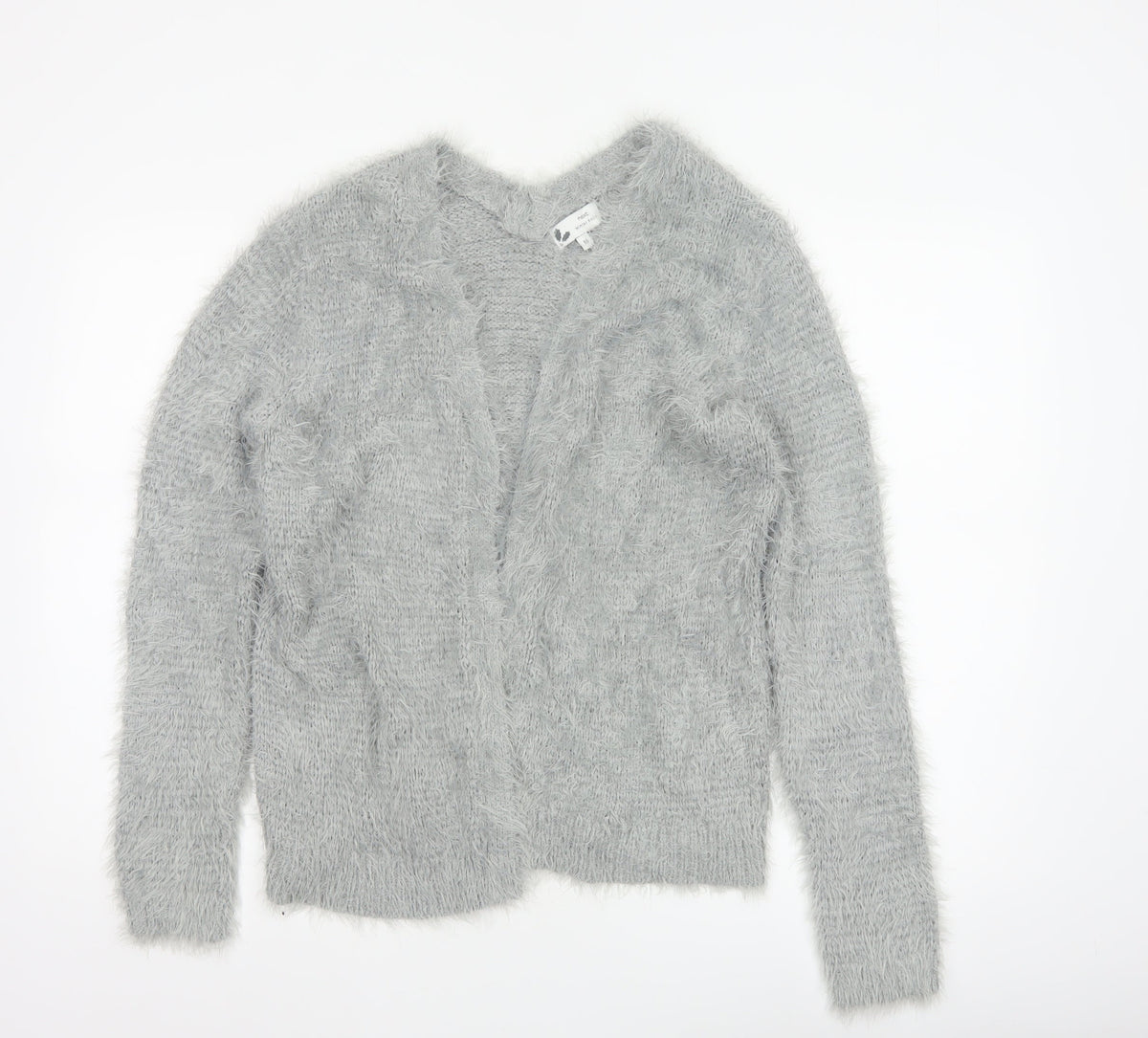 Next Women Grey M Fluffy V-Neck Open Knit Pullover Jumper