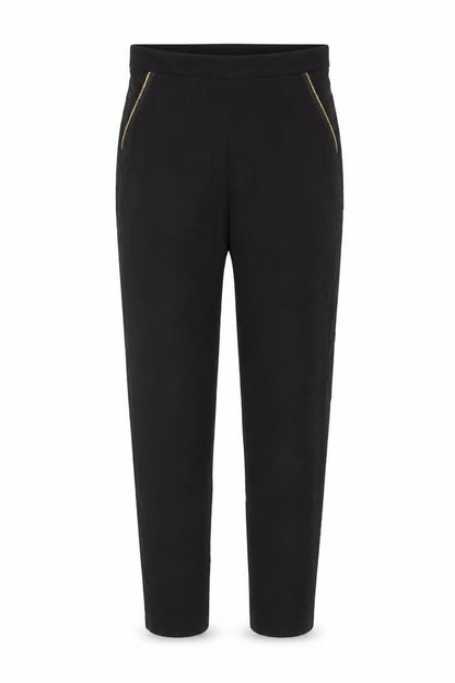 Front view of Dorothy Perkins Women’s Black UK 10 Skinny Trousers Gold Zip Pockets