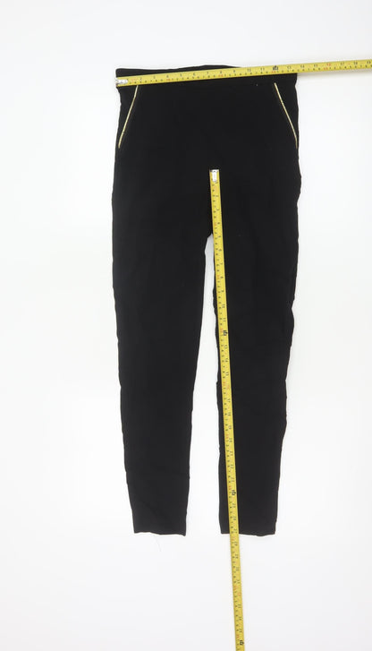 Back view of Dorothy Perkins Women’s Black UK 10 Skinny Trousers Gold Zip Pockets
